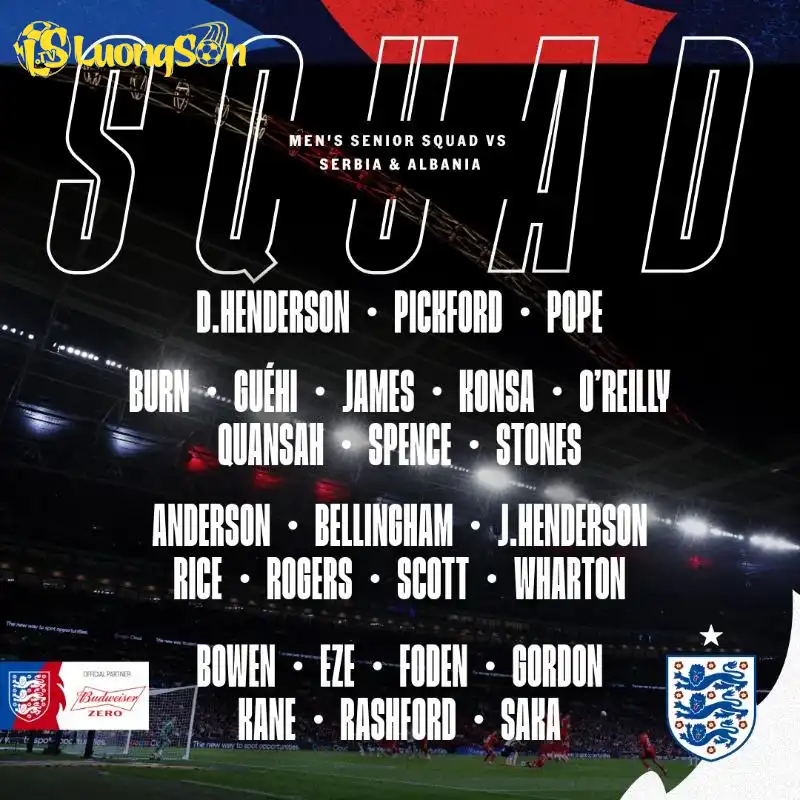 Danh sách triệu tập của đội tuyển Anh cho đợt FIFA Days tháng 11 (Ảnh: @England). Danh sách triệu tập của đội tuyển Anh cho đợt FIFA Days tháng 11